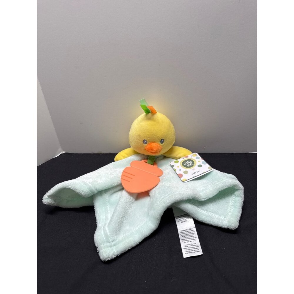 Little Me Duck Security Blanket Plush Toy With Teether And Gift Tag